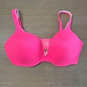 Victoria's Secret Body Lined Perfect Coverage HOT Pink Lined Lace Size 36DD